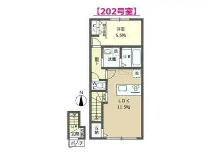 サンライズ19扇が丘(1LDK/2階)の間取り写真