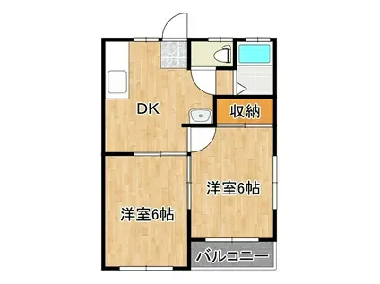 コーポ中島(2DK/2階)の間取り写真