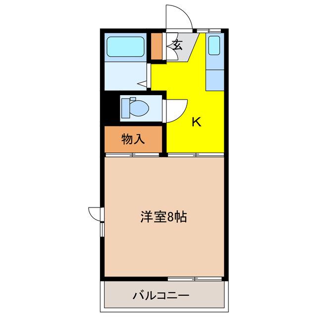 CREST(1DK/1階)の間取り写真