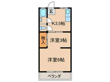 マンション山科B棟(2K/3階)の間取り写真