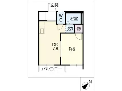 パークタウン岡崎公園D棟(1DK/1階)の間取り写真