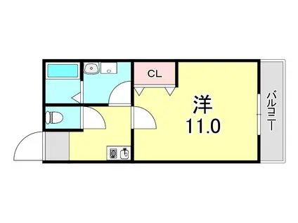 ヴァンクール高東町(1K/2階)の間取り写真