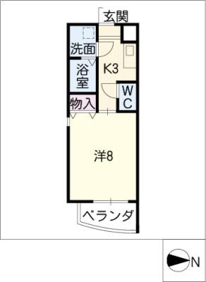 S-FLAT(1K/2階)の間取り写真