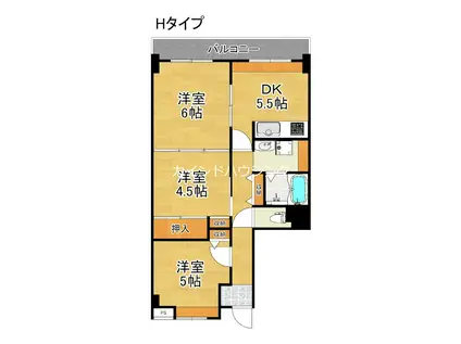 ノアーズアーク住之江(3DK/11階)の間取り写真