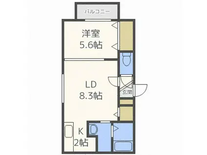 ラフレーズ美園(1LDK/2階)の間取り写真