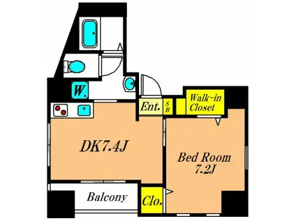 フージー山王(1DK/5階)の間取り写真