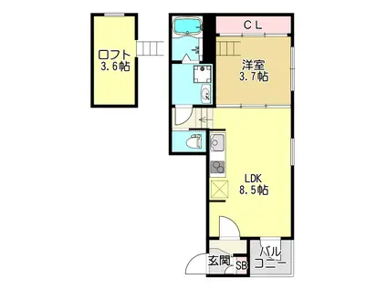 ハーモニーテラス荒川V(1K/3階)の間取り写真