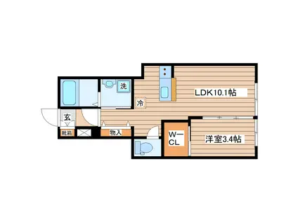 グランヴィラ八本松(1LDK/1階)の間取り写真