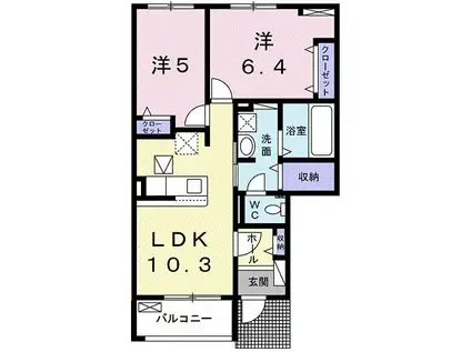 カーサビアンカ(2LDK/1階)の間取り写真