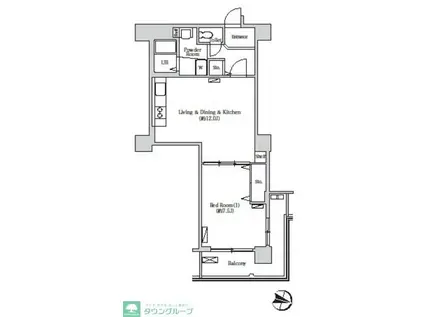 トリニティ芝浦(1LDK/23階)の間取り写真