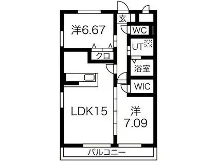 GRANDUKE鶴舞(2LDK/9階)の間取り写真