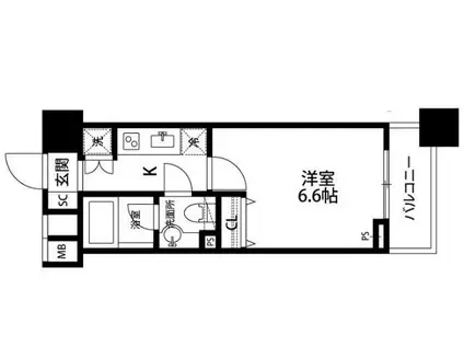 ファーストリアルタワー新宿(1K/8階)の間取り写真