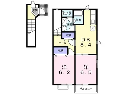 シンフォニーB(2DK/2階)の間取り写真