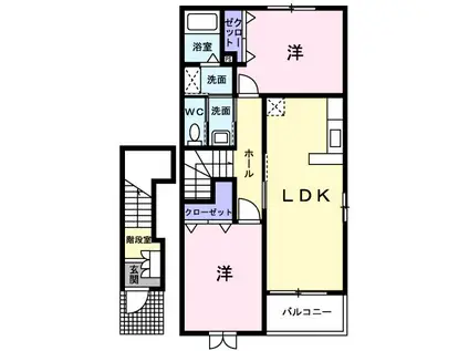 ヴァンク一ル A(2LDK/2階)の間取り写真