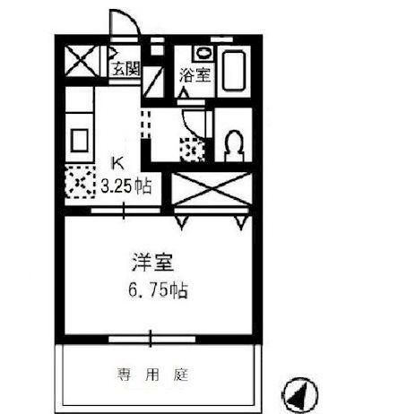 サンコート浜ノ茶屋(1K/1階)の間取り写真