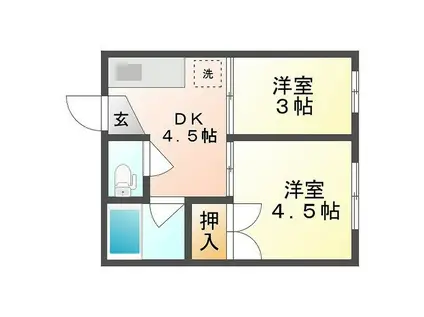 赤木ビル(2DK/2階)の間取り写真