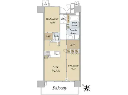 ローレルコート勝川駅前(2LDK/9階)の間取り写真