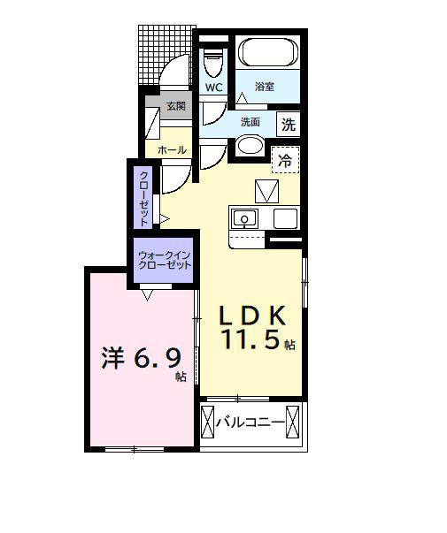 KOUWAI(1LDK/1階)の間取り写真