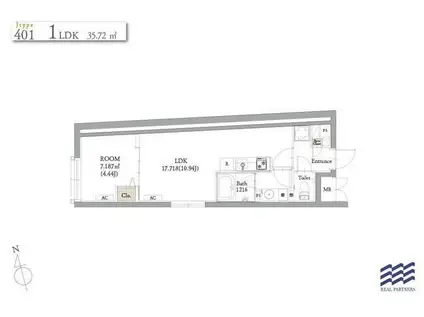 ブランコート中野新橋(1LDK/4階)の間取り写真