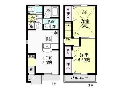 プリオール(2DK/1階)の間取り写真