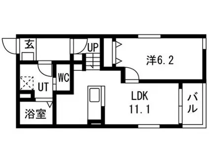 リヴェール元中野II(1LDK/2階)の間取り写真