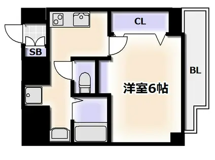 クレイドル四天王寺(1K/2階)の間取り写真