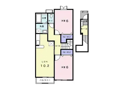 オリゾンテ宮浜III(2LDK/2階)の間取り写真