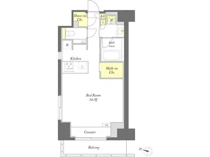 プライムメゾン森下ウエスト(ワンルーム/5階)の間取り写真