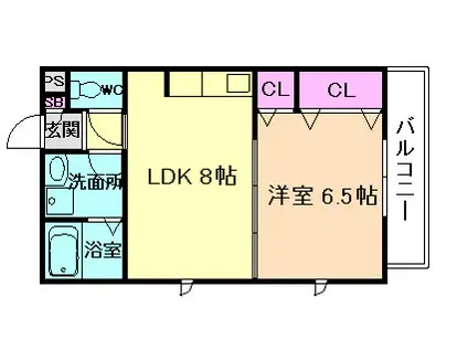 ロシュブラン(1LDK/2階)の間取り写真