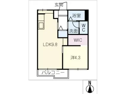 タウニ-美登里 A棟(1LDK/2階)の間取り写真