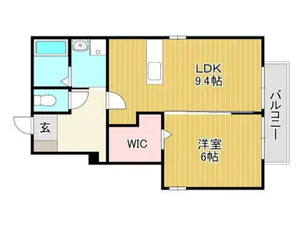 ファミーユ旭ヶ丘I(1LDK/1階)の間取り写真