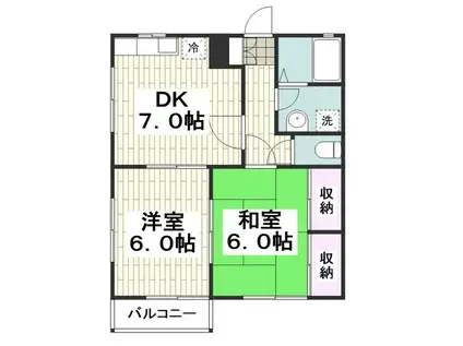 スカイヒルズ(2DK/2階)の間取り写真