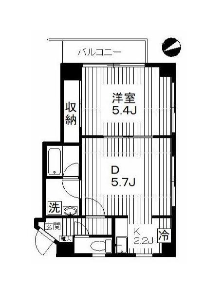 麻布尾又ビル(1DK/4階)の間取り写真