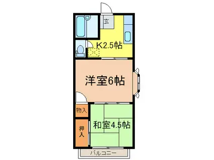 プチ・ハウス(2K/2階)の間取り写真