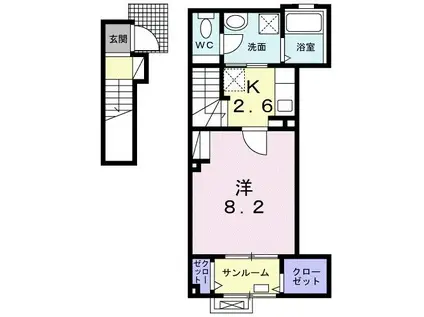 メゾン富士C(1K/2階)の間取り写真