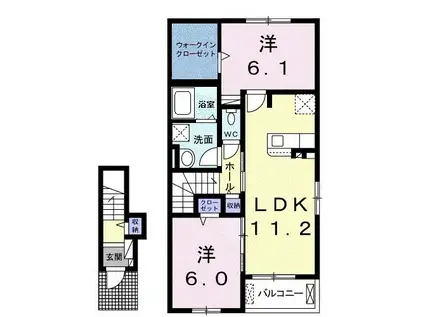 カウティ ベリオ A(2LDK/2階)の間取り写真