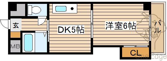ノルデンハイム天神橋(1DK/4階)の間取り写真
