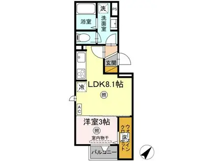 エストレアA(1LDK/1階)の間取り写真