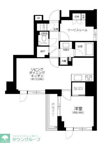 ピアース銀座レジデンス(1LDK/9階)の間取り写真