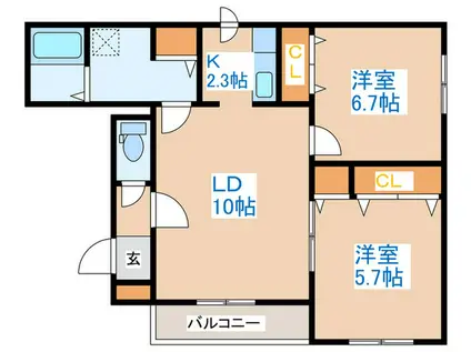 J-PONY I(2LDK/2階)の間取り写真