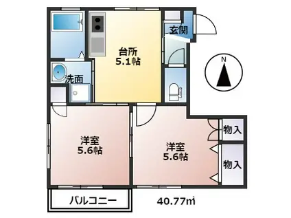 エリス阿佐谷(2K/2階)の間取り写真