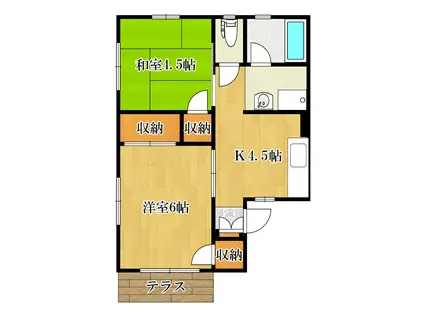 シティハイムFUJINO(2K/1階)の間取り写真