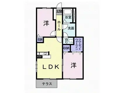 スリーエム C(2LDK/1階)の間取り写真