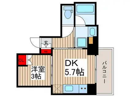 プラウドフラット墨田曳舟ディアージュ(1DK/3階)の間取り写真