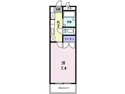 ペルレパークB(1K/3階)の間取り写真