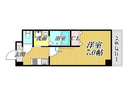 ルミエール平野(1K/4階)の間取り写真