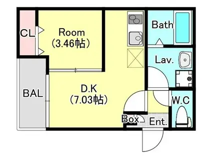 ジーメゾン大宮三橋(1DK/1階)の間取り写真
