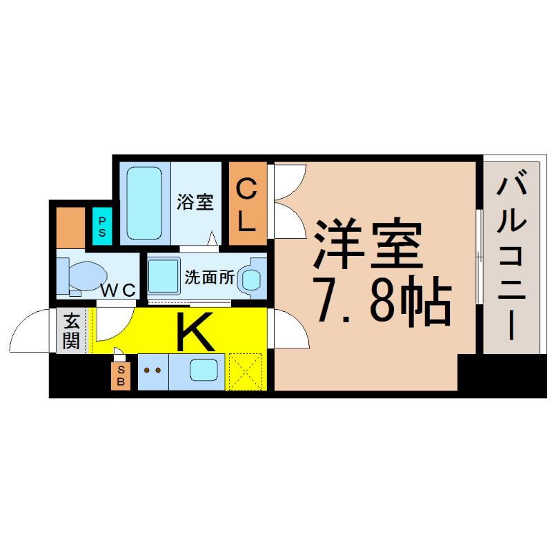 レジデンス金山スクエア(1K/2階)の間取り写真