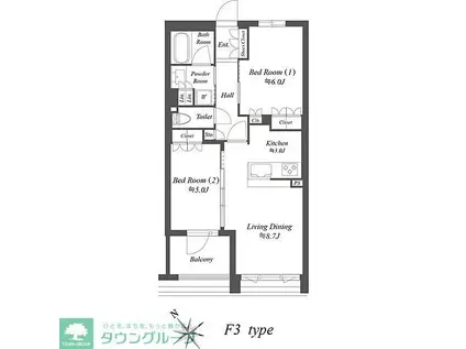 ザ・ケンジントン・レジデンス上池台(2LDK/3階)の間取り写真