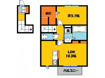 カーサ クラシオン C(1LDK/2階)の間取り写真
